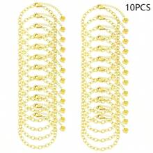 10pcs/Set Heart Shaped Pendant Chain Bracelet Suite, Stainless Steel Adjustable Jewelry Findings With Lobster Clasp, For DIY Jewelry Making
