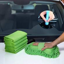Kit com 7 peças de esponja e toalha para lavagem de carro, incluindo 1 esponja de limpeza de chenille com luva e 5 toalhas de microfibra macias e altamente absorventes - superabsorventes, sem arranhões e reutilizáveis, além de 1 escova de cerdas macias - para limpeza de carro, casa e cozinha, sem bateria