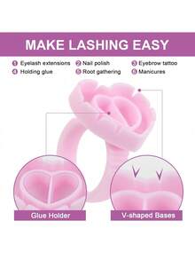100/50Pcs Heart-Shaped Glue Rings For Eyelash Extensions - Lash Glue Holder, Volume Fanning Cup For Lash Extension Supplies - Multicolor - View 5