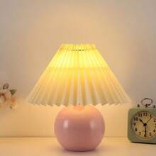 1pc LED Warm Light Eye-Caring USB Powered Night Light, Nordic Ceramic Pleated Retro Desk Lamp, Cozy Atmosphere Lamp Suitable For Bedside, Bedroom Decor - Multicolor - View 7