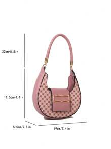 1 件复古撞色几何图案迷你斜挎包，适合女性日常使用、约会礼物