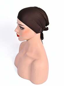1pc Women's New Solid Color Viscose Elastic Drawstring Adjustable Headband Cap - Strappy Bottom Hat - View 13