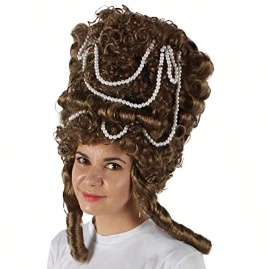 MAdult Women's Baroque French Revolution Queen Marry Wig Premium Breathable Capl Cap Light Brown 7001 - 淺棕色 - 查看 1
