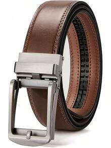 BOSTANTEN Belt Men Leather Reversible Belts Men 1 3/8 Casual Dress Pants, Two-In-One Belt - 001-復古棕色 - 查看 1