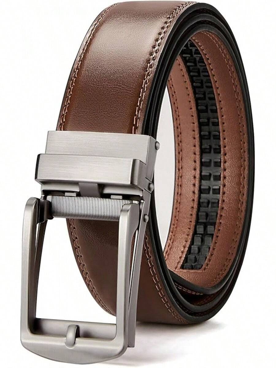 BOSTANTEN Belt Men Leather Reversible Belts Men 1 3/8 Casual Dress Pants, Two-In-One Belt - 001-復古棕色 - 查看 1