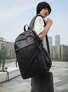 New Versatile PU Backpack With Large Capacity, Waterproof, Suitable For High School, College Students, Outdoor Cycling, Commute, Fashion & Minimalist Design
