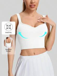 Women's Sports Yoga Fitness Camisole Tank Top, Quick-Drying Breathable Beauty Back Versatile, Running Leisure Bottoming Tank Tops - 白色 - 查看 1
