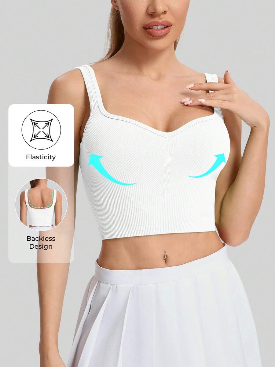 Women's Sports Yoga Fitness Camisole Tank Top, Quick-Drying Breathable Beauty Back Versatile, Running Leisure Bottoming Tank Tops - 白色 - 查看 1