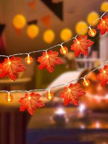 1 个感恩节枫叶南瓜 LED 灯串，10/20 LED 暖光装饰，南瓜和枫叶组合装饰灯串，AA 电池供电，适用于感恩节、万圣节装饰灯串、房间装饰、节日派对，南瓜枫叶 LED 装饰灯串（不含电池）万圣节装饰灯家居装饰派对装饰万圣节装饰房间装饰万圣节花园装饰礼物仙女