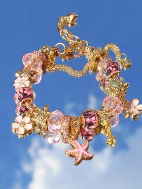 1pc Classic Cherry Blossom Charm Bracelet, 1pc Fashion Seawater Style Starfish Shell DIY Bracelet, 1pc Pink Cherry Blossom Charm Bracelet