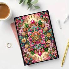 1 Conjunto Kit de Pintura de Diamante DIY - Decoração de Diamante de Flor de Mandala, Caderno de Couro Sintético Preto, Material Artesanal para Casa/Escritório/Escola, Presente Perfeito de Volta às Aulas ou Acessório de Mesa Criativo, Presente Artesanal Artesanal | Artesanato Único