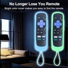 2 piezas Funda de silicona antideslizante y ligera compatible con el control remoto luminoso de Onn Roku - como en la foto - Ver 2