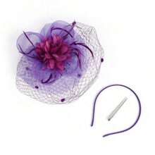 1pc Bridal Headdress Vintage Veil Banquet Dress Net Yarn Feather Cocktail Dress Hair Accessory