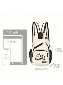 Mochila tiracolo com vários bolsos e estampa fofa de patas de cachorro, bolsa transversal casual de nylon, mochila de viagem e caminhada com alça com zíper, mini bolso no peito, bolsa de peito multifuncional, bolsa de ombro casual simples e de grande capacidade, para homens e mulheres, adequada para uso diário, atividades ao ar livre, viagens, caminhadas, portátil, escolha ideal para presentear, presente para namoradas, presente perfeito para mães de cachorros