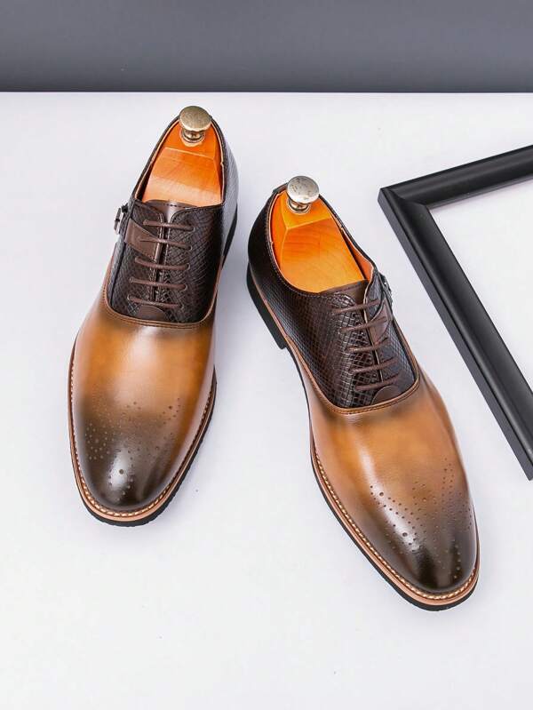Men's Fashionable Pointed Toe Buckle Patchwork Dress Shoes