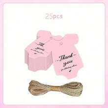 50pcs Pink Clothing Gift Tags With Strings, Suitable For Thanksgiving Gifts, Gender Reveal Party Favors, Wedding, Graduation, Birthday And Anniversary Decorations. Princess Themed Paper Tags Fit For Christmas, Halloween, Valentine S Day, Mother S Day, Graduation Decorations