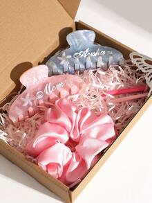 1 件夏季个性化海星名字设计亚克力发夹 - 闪亮装饰定制醋酸纤维发饰，适合新娘、伴娘、婚礼、周年纪念日和特殊场合，可爱发夹（套装包括礼品盒和拉菲草） - 彩色 - 查看 2