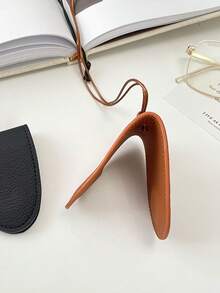 1pc Fashionable Leather Eyeglasses Hard Case Neck Hanging Sunglasses Holder, Portable Cool Design - Triangle - View 10