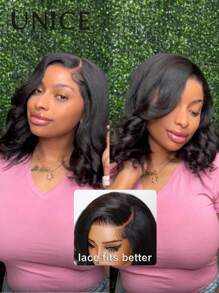 13x4 Lace Front Wig, Yaki Texture Wavy Curly Wig With Baby Hair, Adjustable Drawstring Design, 100% Human Hair, Pre-Plucked, Pre-Bleached, Pre-Cut, Unice Hair