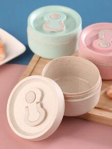 Portable Compact Wheat Straw Lunch Box, Microwavable Sealed Bento Box - Multicolor - View 1