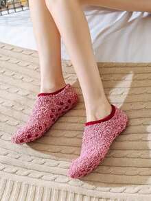 1/3/6 Pairs Women Fuzzy Non-Slip Loafer Socks, Soft Cozy Breathable Low-Cut House Socks - Multicolor - View 4