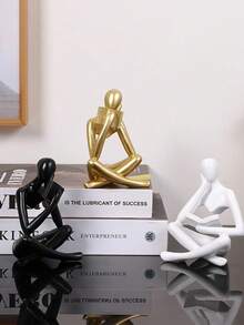 1pc Abstract Figurative Reading Book Decor, Nordic Style Luxe Resin Reading Person Tabletop Ornament, Suitable For Living Room, Study, Cafe Decoration - A Housewarming Gift For Readers And Intellectuals - Multicolor - View 2