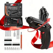 47 PIEZAS Destornillador eléctrico multifuncional, juego de minitaladro eléctrico, regalo de manguera y varios tipos de tornillos, cabezal de batería, interruptor de rotación positivo y reversible, herramientas de reparación del hogar, fácil de transportar, herramienta perfecta para manitas y mecánicos - Negro - Ver 6