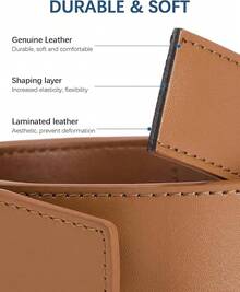 BOSTANTEN Belt Men Leather Reversible Belts Men 1 3/8 Casual Dress Pants, Two-In-One Belt - 007-淺棕色 - 查看 7
