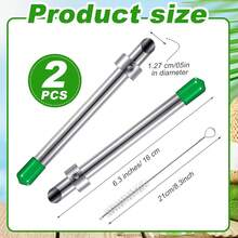 FUCHENGJSLasnten 2 Pack Straw Puncher Plastic Lids Lemonade Cups, Stainless Steel Straw Hole Puncher Punching Tools Cafe Drinks Container Squeezed Lemonade Stand Supplies(8.Inch,Black) - Green - View 2