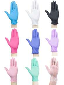 100只耐用丁腈手套，不含乳胶，防水，防静电，适用于厨房、清洁、美容院、染发、酒店、宠物美容等场合，必备工具