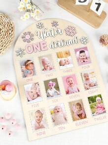 Three Styles - My First Year Wooden Milestone Photo Frame -12-Month Birthday Souvenir, Vertical Collage Style, With Leaf Design, Perfect For One-Year Photos And Monthly Milestones, Photography Props, Baby Showers - Multicolor - View 10