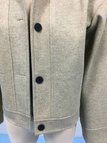 Damen einfarbige Kurzjacke mit Knopfverschluss und Taschen, Lässig Wear für Alltag, Reisen, Urlaub, Herbst/Winter