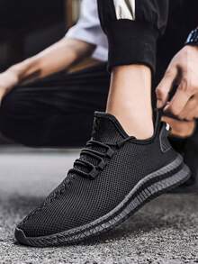 Men's Low-Top Breathable, Lightweight, Non-Slip, Wear-Resistant, Outdoor, Four Seasons Fashion All-Match Men's Shoes Running Shoes Sports Shoes - 黑色 - 查看 5