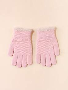 1 Pair Children Knitted Fingerless Gloves With Fringes, Warm Woolen Mittens For Boys & Girls, Autumn And Winter, Suitable For Students Outdoor