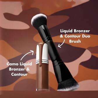 Double-Ended Foundation Brush & Blush Brush - Evenly Apply Foundation, Blend Blush, Multi-Purpose Makeup Brushes