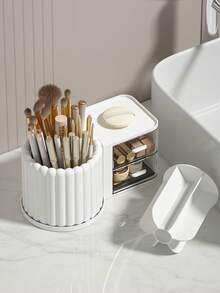 1PC 360 ° Rotating Cosmetics Transparent Storage Box Multifunctional Student Stationery Pen Holder Waterproof Dustproof Bathroom Storage Box Makeup Brush Desktop Storage Tube Large Capacity Detachable Desktop Storage Rack Rotating Pen Holder Desktop Dressing Table Skin Care Product Storage Rack,Gifts For Women,Christmas Gifts,Gift Ideas For Women,Room Decor - Multicolor - View 9