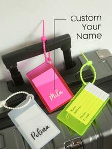 1pc Personalized Name Colorful Luggage Tag For Suitcases Customized Monogram Name PVC Luggage Tags With Name Card Custom Unique Tag Travel Bag Backpack Tags Gift TagsTravel Accessories Handmade Chic Travel Gift Birthday Bridesmaid Gifts For Friends - Multicolor - View 2