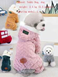 4-Leg Thick Fleece Jacket, British Style Pet Clothes, Warm Jumpsuit For Small Animals
