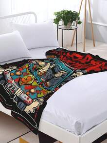 Manta Terrifier con tema de animación de payaso - Manta de franela impresa para sala de estar, sofá y viaje - Hermosos regalos de color mezclado para amigos y familiares, manta de doble capa para decoración cómoda del dormitorio - Negro - Ver 2