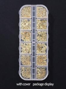 12 Grids Gold Ribbon Bow Knot Metal Cute Nail Decoration Nail Charms Ribbon Bow Design Mixed Styles Sizes Kawaii Japanese Style Nail Jewelry Accessories Nail Supplies For Home Diy Salon Nail Art Nails Nail Gems