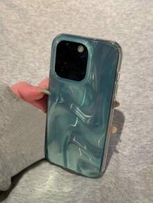 Étui de protection en silicone doux et antichoc avec design unique de vague tie-dye bleue, compatible avec Apple 13/14/15 Pro, cadre transparent, rose clair - Vert menthe - Voir 3