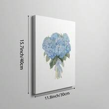 一幅蓝色绣球花水彩画，描绘了海岸风光，帆布材质，是送给孙女的礼物，植物主题，可作装饰画或水彩花卉画，适合卧室、客厅或公寓宿舍，可选无框或有框。 - 彩色 - 查看 11