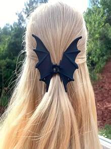 1pc Gothpunk Bat Wings Hairpin - Women's Elegant Metal Ponytail Hair Accessories For Halloween And Christmas Parties, Halloween Hair Accessories. Gothpunk Style. Durable Plastic, Halloween Accessories - Multicolor - View 2