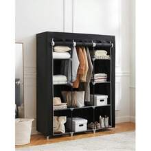 Closet Armable, Armario Organizador, Rack Organizador con Lona Anti-Polvo, Para Ropa, Bolsas y Zapatos, Fácil de Armar, Compacto, Para Habitación - Negro - Ver 2