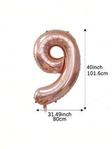 Mtrong Te 1 件 40 英寸和 30 英寸 0-9 玫瑰金数字铝箔氦气球生日派对装饰空气球 - 玫瑰金 - 查看 17