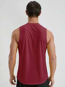 男士运动背心，健身跑步休闲T恤，超轻 - 紅色 - 查看 2