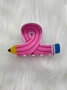 Hair Clips 1pc, Personalized Twisted Pencil Gripper Creative Design Cartoon Cute Hairpin Ponytail Clip Hair Claw School Season Gift Hair Accessories Elegant Claw Clips, School Stuff, College Autumn Accessories Fall Winter For Vacation Outfits Woman