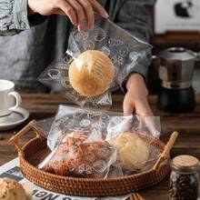 50 Pcs Baking Shop Specific Self Sealing Bag | Plastic Paper Material Waterproof And Moisture-Proof | Biscuit And Bread Packaging | Clean And Non Stick, Easy To Store Sealed Bag - Trong suốt - Xem 4