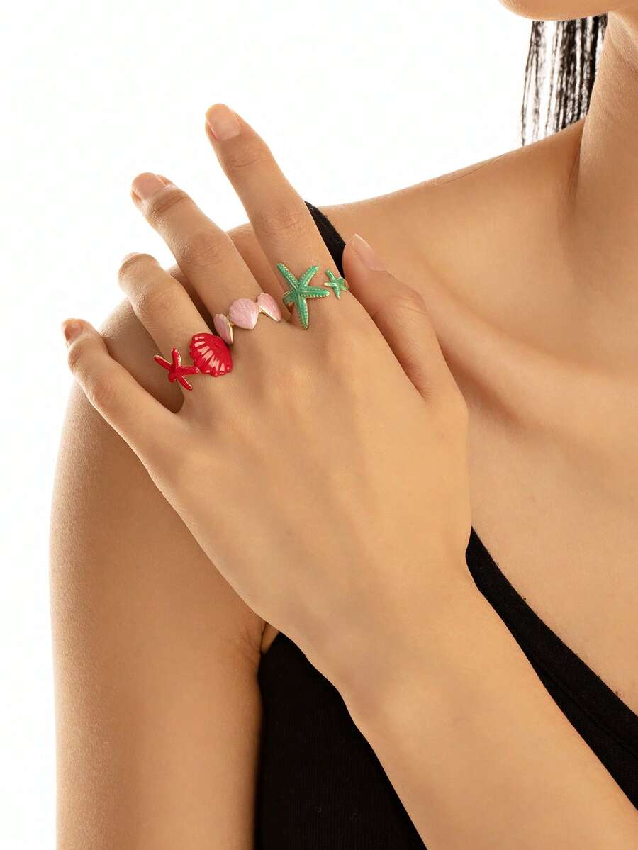 夏日海滩度假多巴胺与海洋主题戒指套装