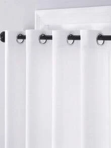 1pc Solid Single Panel Sheer Curtain, Rural Living Room, Bedroom, Bay Window, Balcony, White Gauze Curtain - Multicolor - View 2